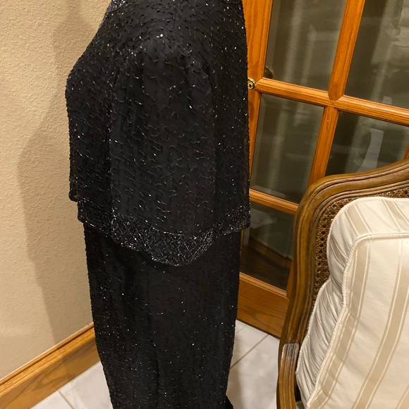 Vintage BRILLIANTE 100% SILK Beaded Cocktail Gown With Attached Jacket  size PXL - Picture 6 of 10